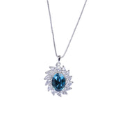 Aquamarine Austrian crystal platinum-plated necklace — Glintzia