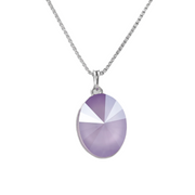 Austrian crystal like a stone oval platinum-plated necklace, violet variant — Glintzia