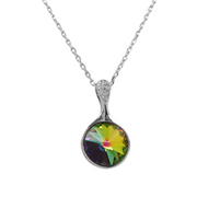 Dropped fancy Austrian crystal platinum-plated necklace, vitrail variant — Glintzia