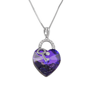 Heart with key Deep amethyst Austrian crystal platinum-plated necklace — Glintzia