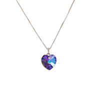 Frameless Unique Austrian crystal platinum-plated heart necklace, deep amethyst variant — Glintzia