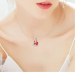 The hand shape ruby swarovski necklace -Glintzia Jewelry