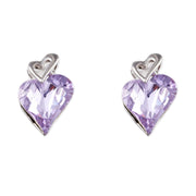 Violet Austrian crystal heart earrings — Glintzia
