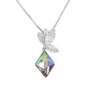 Unique Austrian crystal with AAA Zirconia butterfly necklace, sapphire variant — Glintzia