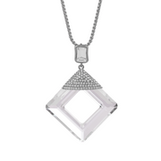 Lady queen Unique Austrian crystal clear square Frame crystal sweater chain necklace — Glintzia