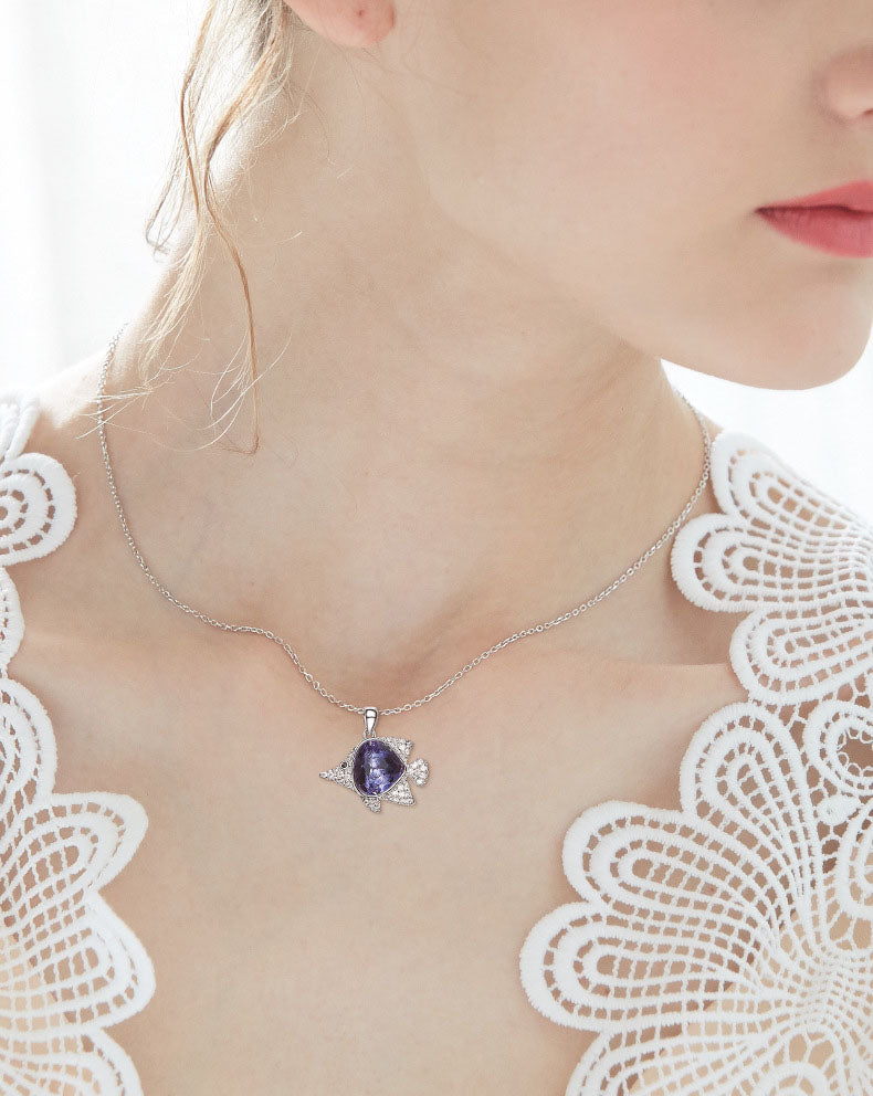 The fantasy amethyst fish necklace -Glintzia Jewelry