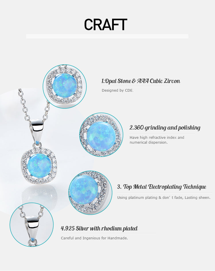 Buy silver opal necklace online with AAA cubic zircon and rhodium plated silver for durability