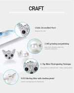 Sterling silver stylish shiny cat with a pearl earring -Glintzia Jewelry