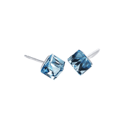 Cute cube blue topaz Austrian crystal earrings — Glintzia