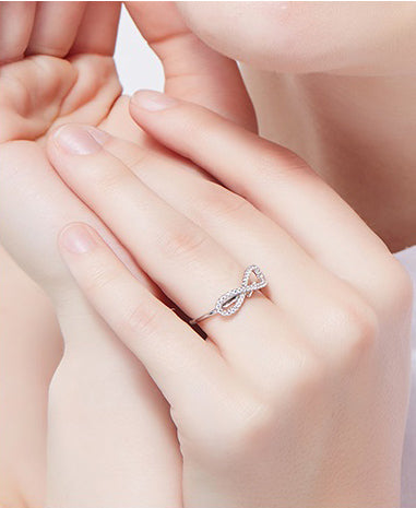 Sterling silver shiny infinity ring -Glintzia Jewelry