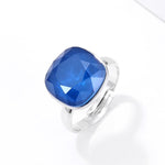 Free Size Platinum Plated Ring With Colorful Swarovski Crystal - BLUE - RINGS