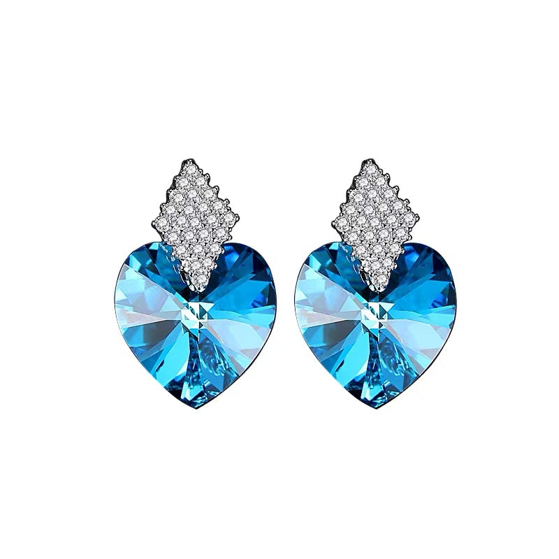 The Swarovski Crystal big Heart Earrings - SAPPHIRE - EARRINGS