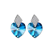 Big heart sapphire Austrian crystal earrings — Glintzia