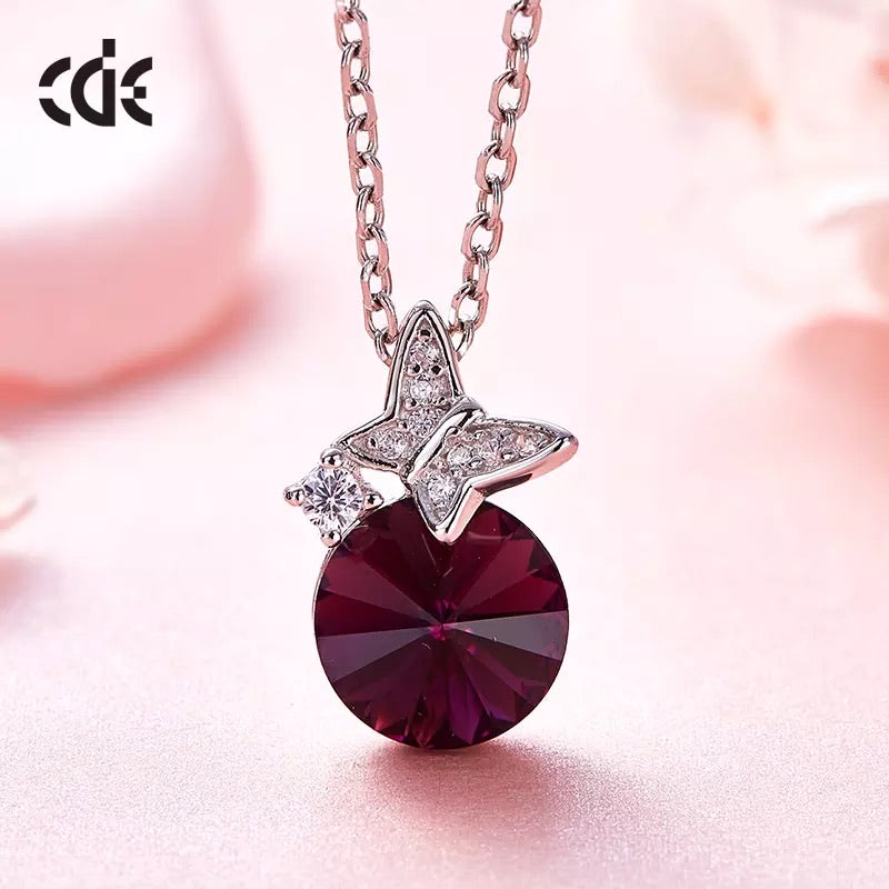 Sterling silver cute little butterflies burgundy set -Glintzia Jewelry