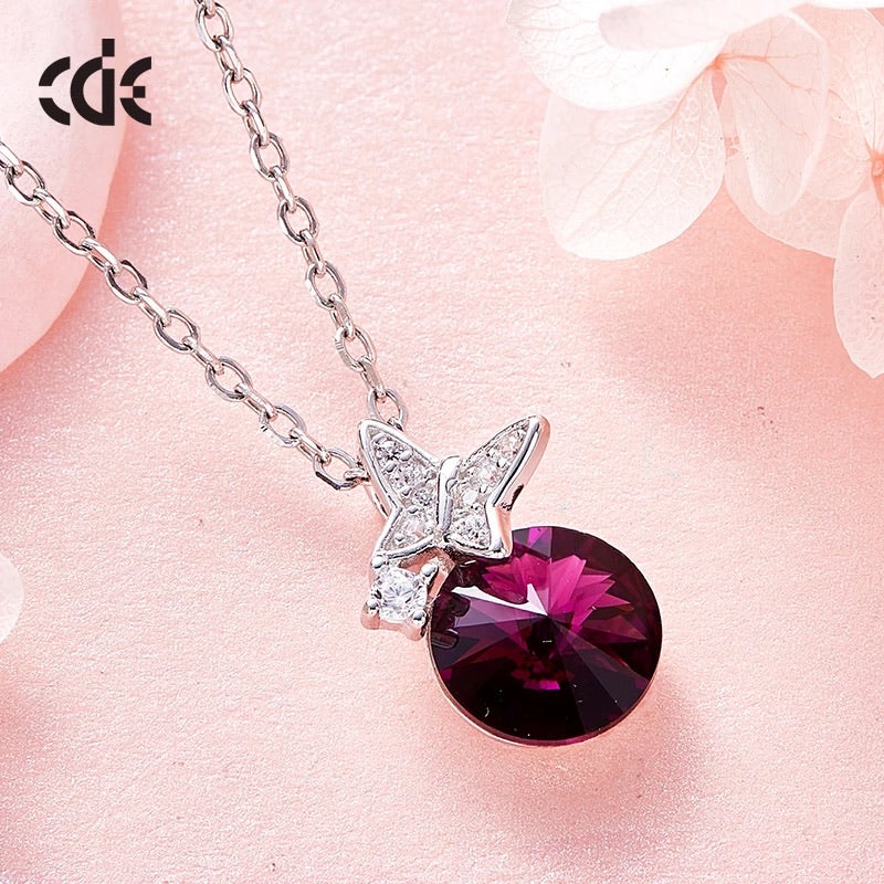 Sterling silver cute little butterflies burgundy set -Glintzia Jewelry