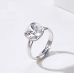 Free Size Platinum Plated Ring With Colorful Swarovski Crystal - WHITE - RINGS