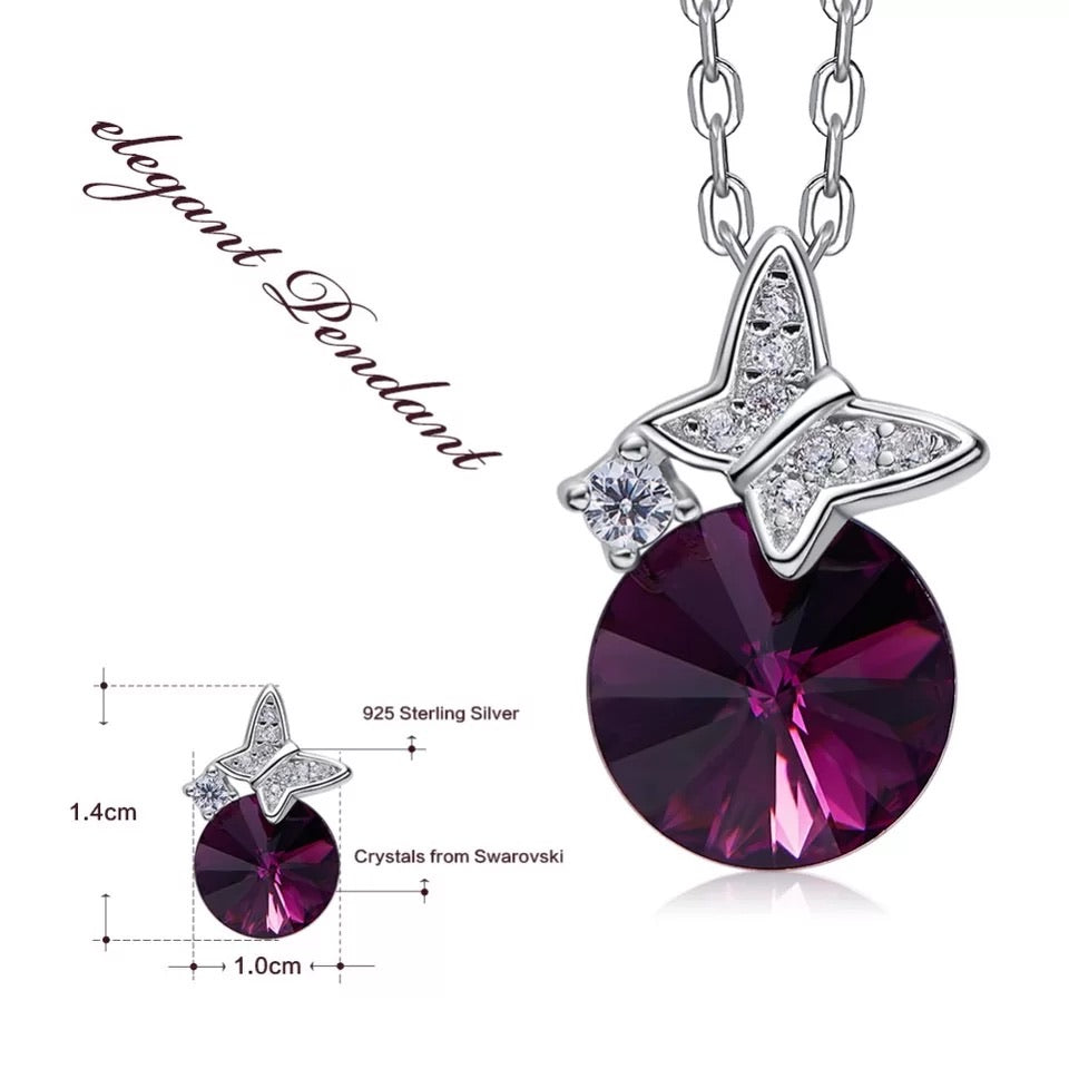 Sterling silver cute little butterflies burgundy set -Glintzia Jewelry