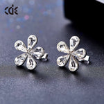925 silver unique Swarovski crystals white flower Set -Glintzia Jewelry