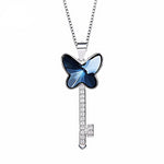 Sterling silver butterfly key necklace -Glintzia Jewelry