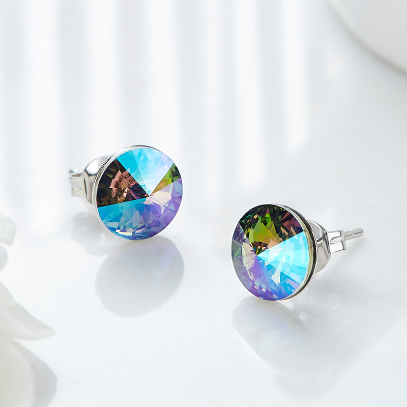 The amethyst rounded Swarovski crystals Platinum plated set
