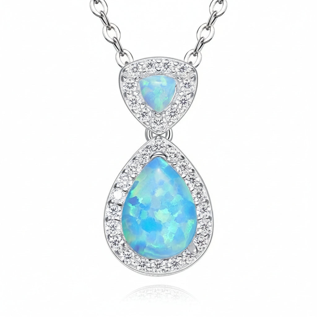  S925 Sterling silver Opal women's necklace -Glintzia Jewelry