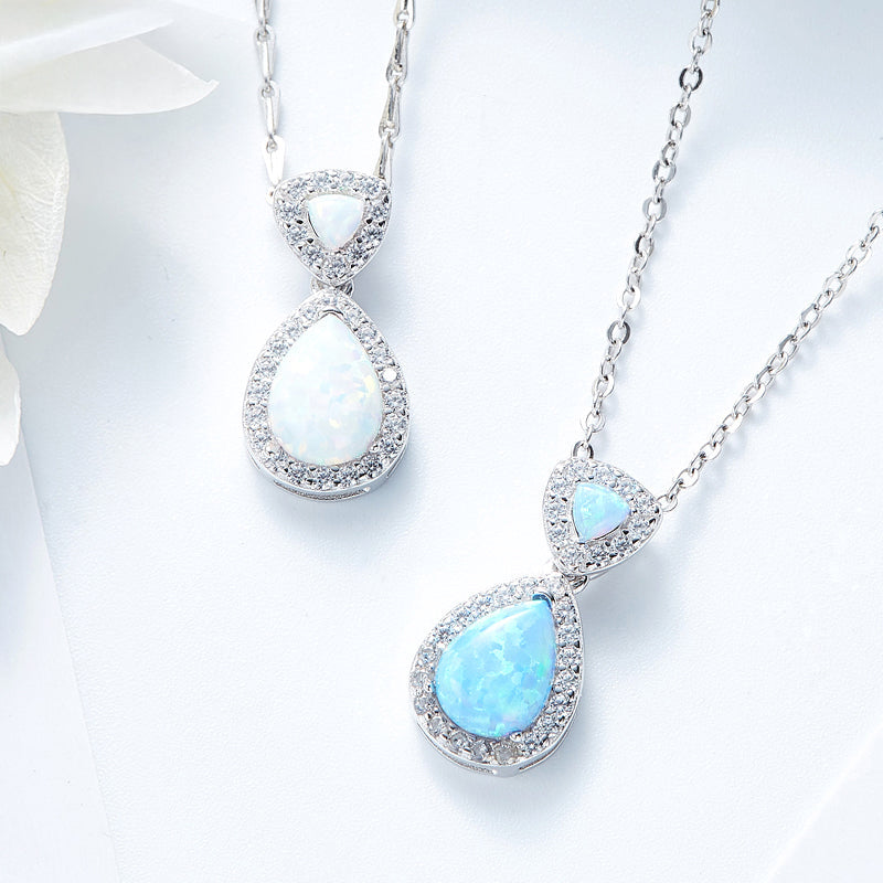 Sterling S925 Silver Opal women's necklace