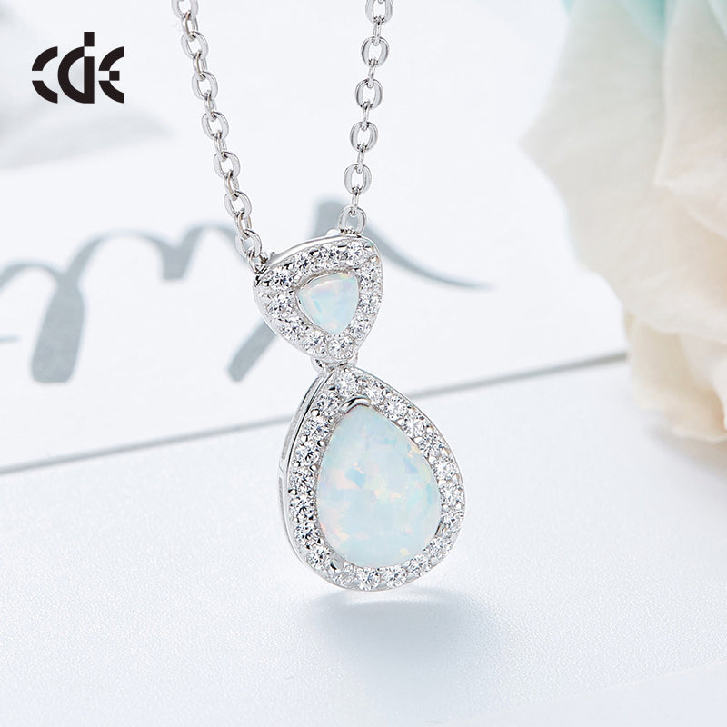  S925 Sterling silver Opal women's necklace -Glintzia Jewelry