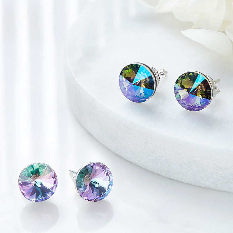 The amethyst rounded Swarovski crystals Platinum plated set