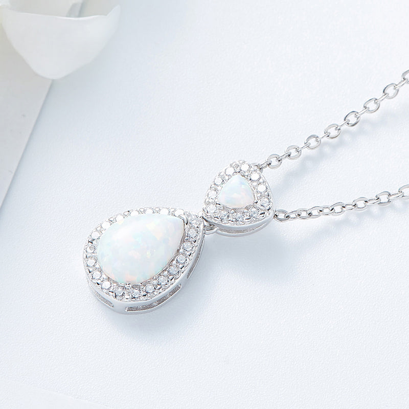 Sterling S925 Silver Opal women's necklace