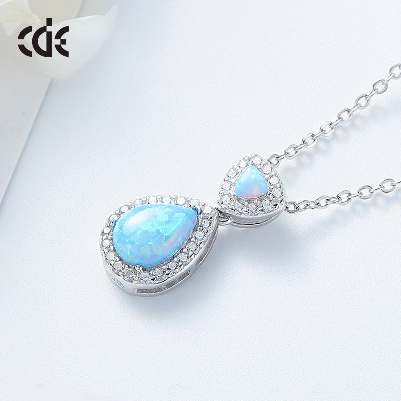  S925 Sterling silver Opal women's necklace -Glintzia Jewelry