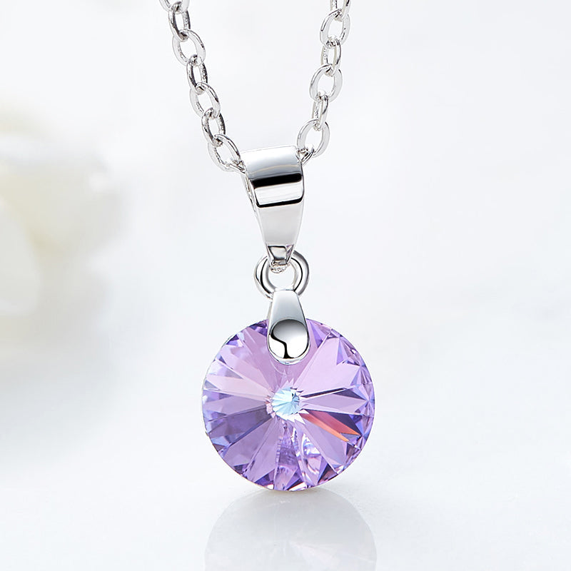 The amethyst rounded Swarovski crystals Platinum plated set