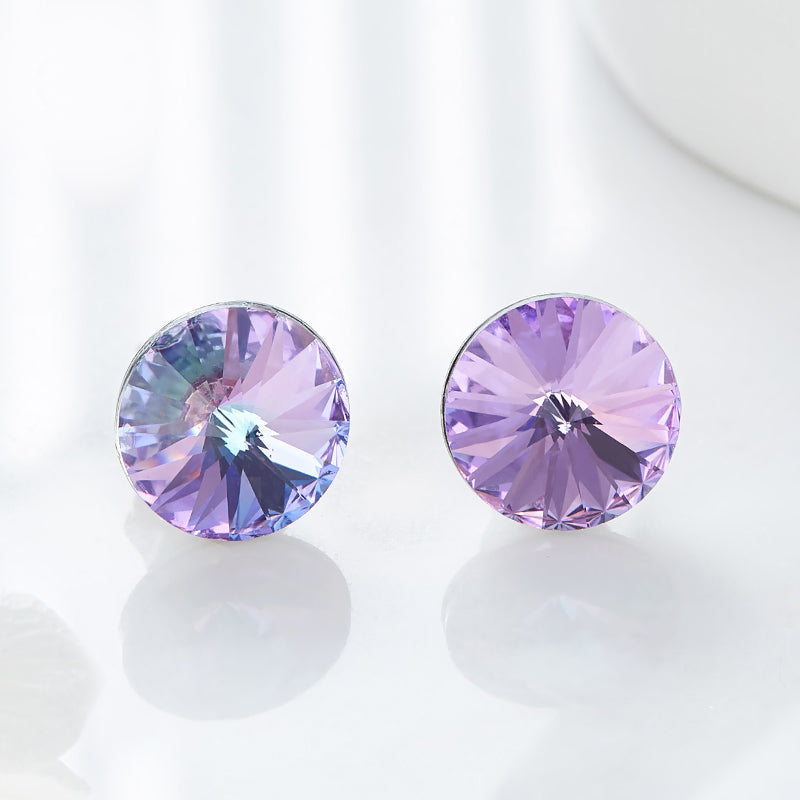 The amethyst rounded Swarovski crystals Platinum plated set