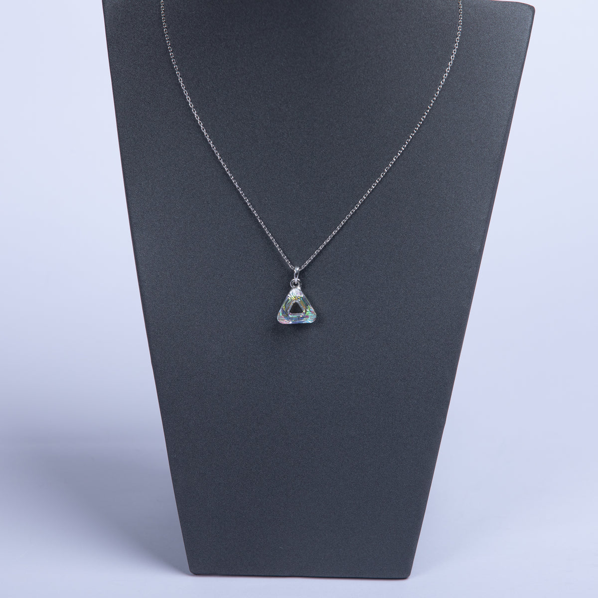 The triangle white AB Swarovski crystal necklace