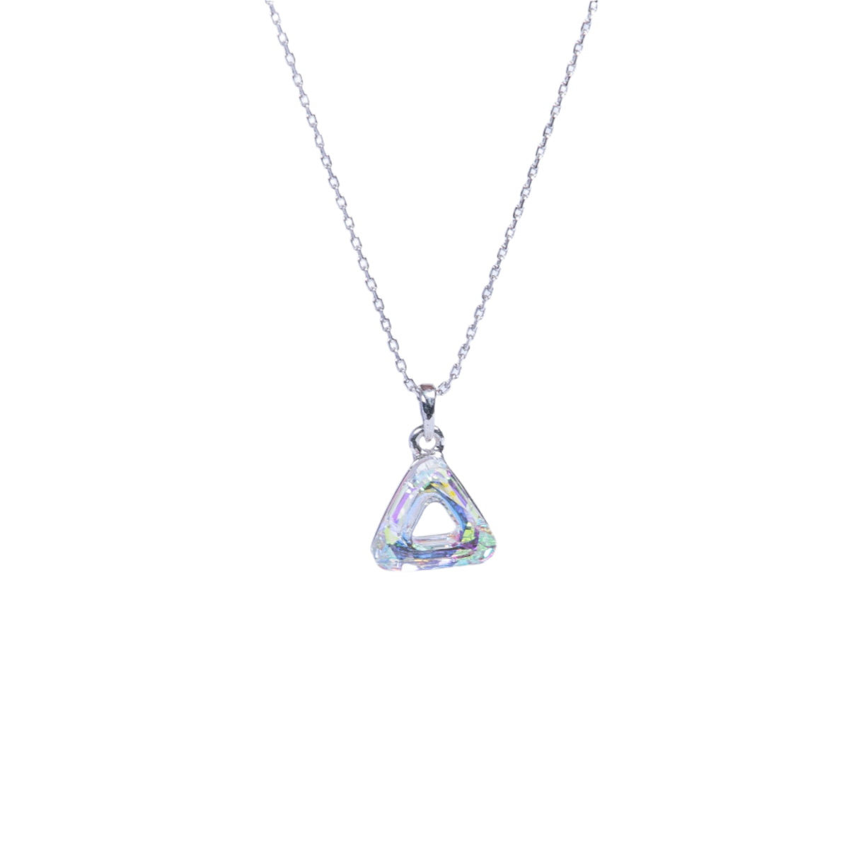 The triangle white AB Swarovski crystal necklace