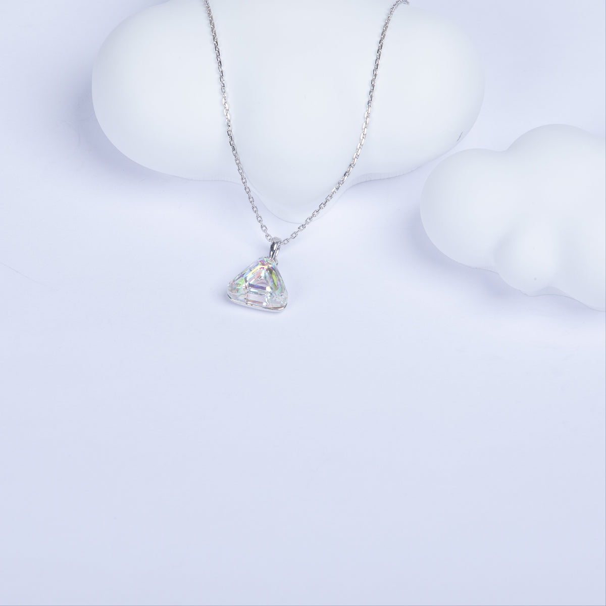 The triangle white AB Swarovski crystal necklace