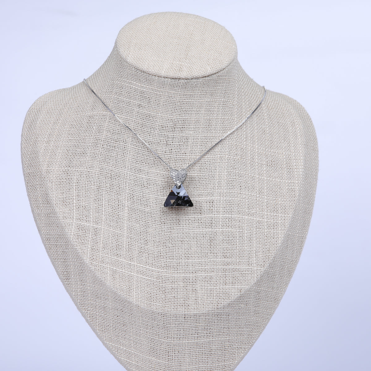 The Unique Triangle Swarovski Crystals Platinum Plated Necklace