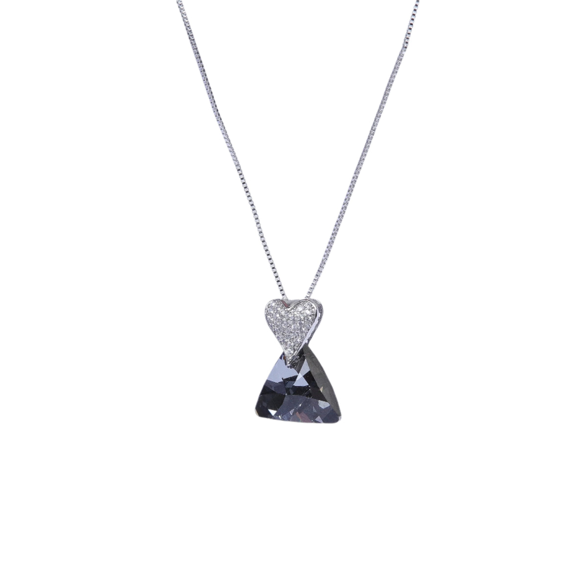 The Unique Triangle Swarovski Crystals Platinum Plated Necklace