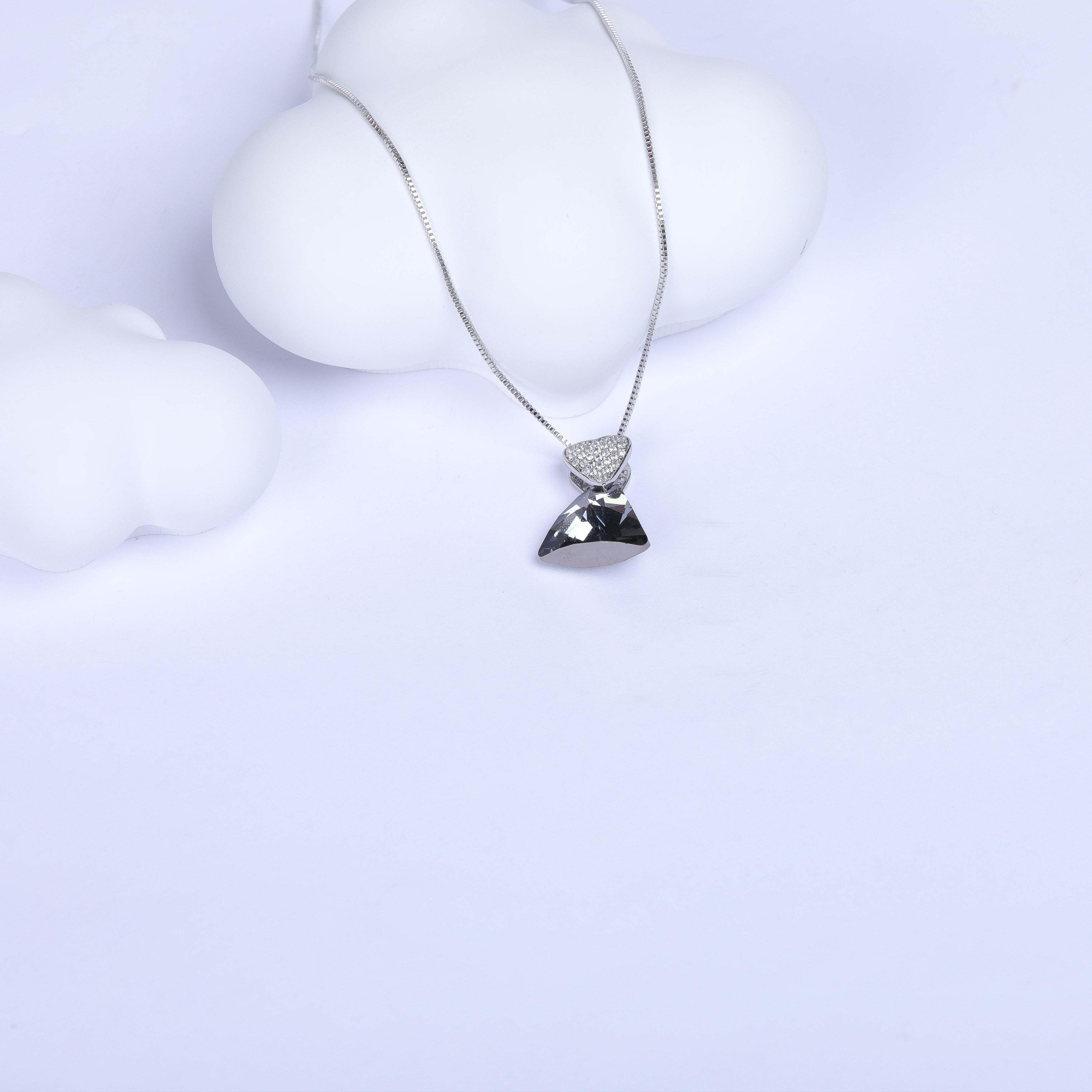 The Unique Triangle Swarovski Crystals Platinum Plated Necklace