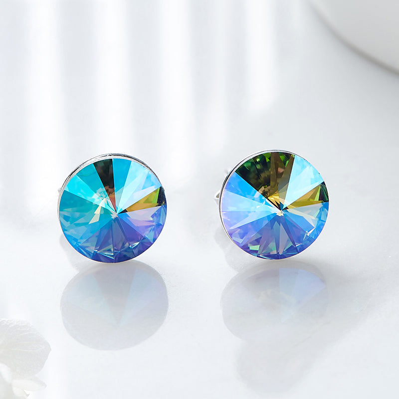 The amethyst rounded Swarovski crystals Platinum plated set