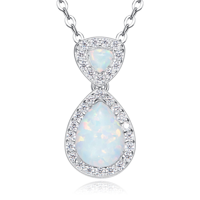  S925 Sterling silver Opal women's necklace -Glintzia Jewelry