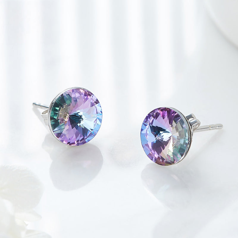 The amethyst rounded Swarovski crystals Platinum plated set