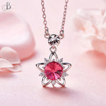 925 silver unique Swarovski crystals fuchsia flower Set -Glintzia Jewelry