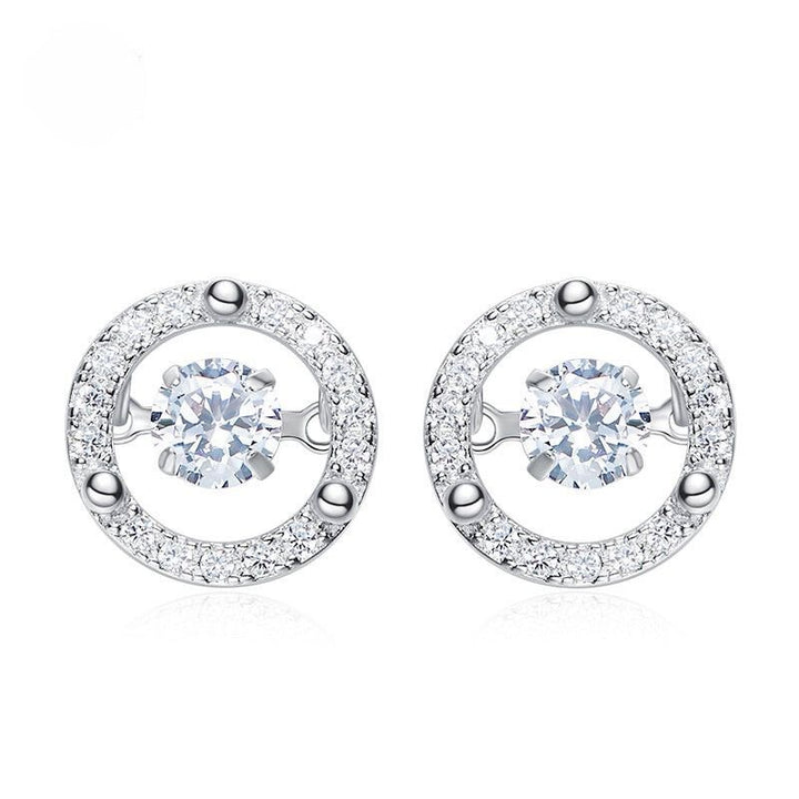 Sterling silver shiny circular dancing crystal earring - EARRINGS