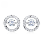 Sterling silver shiny circular dancing crystal earring - EARRINGS