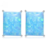 Sterling silver simple squared opal stone earring - EARRINGS