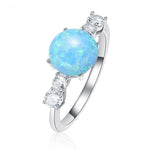 Sterling silver opal with small crystals ring - RINGS