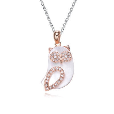 Sterling silver trendy owl necklace -Glintzia Jewelry