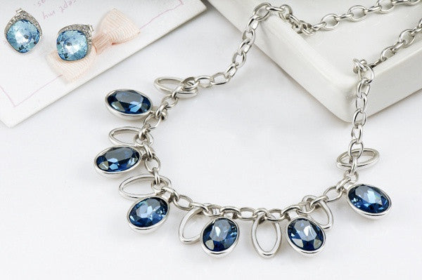 The hanging sapphire crystals collier -Glintzia Jewelry