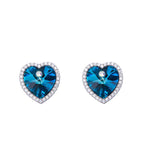 Sterling silver simple blue topaz crystal heart earring -Glintzia Jewelry