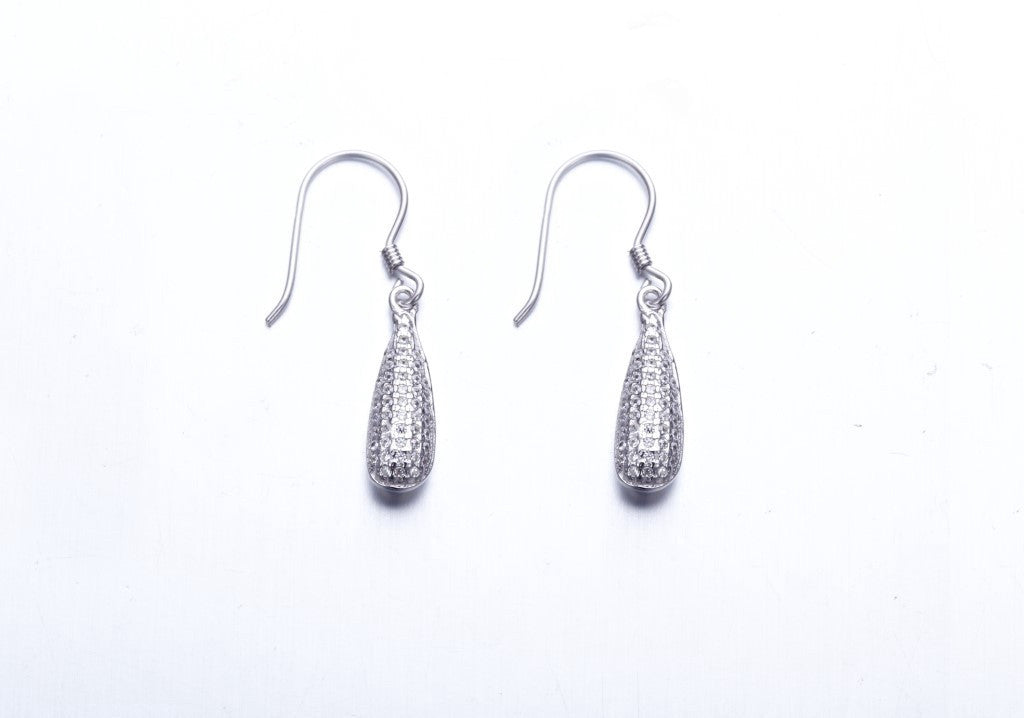 Sterling silver little drop earring -Glintzia Jewelry